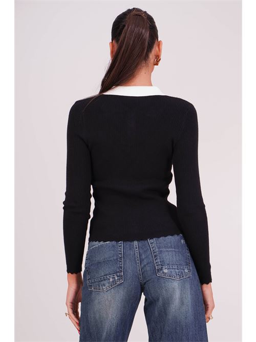 Polo a costine elastica in viscosa Il The' Delle 5 | DELFINABLACK